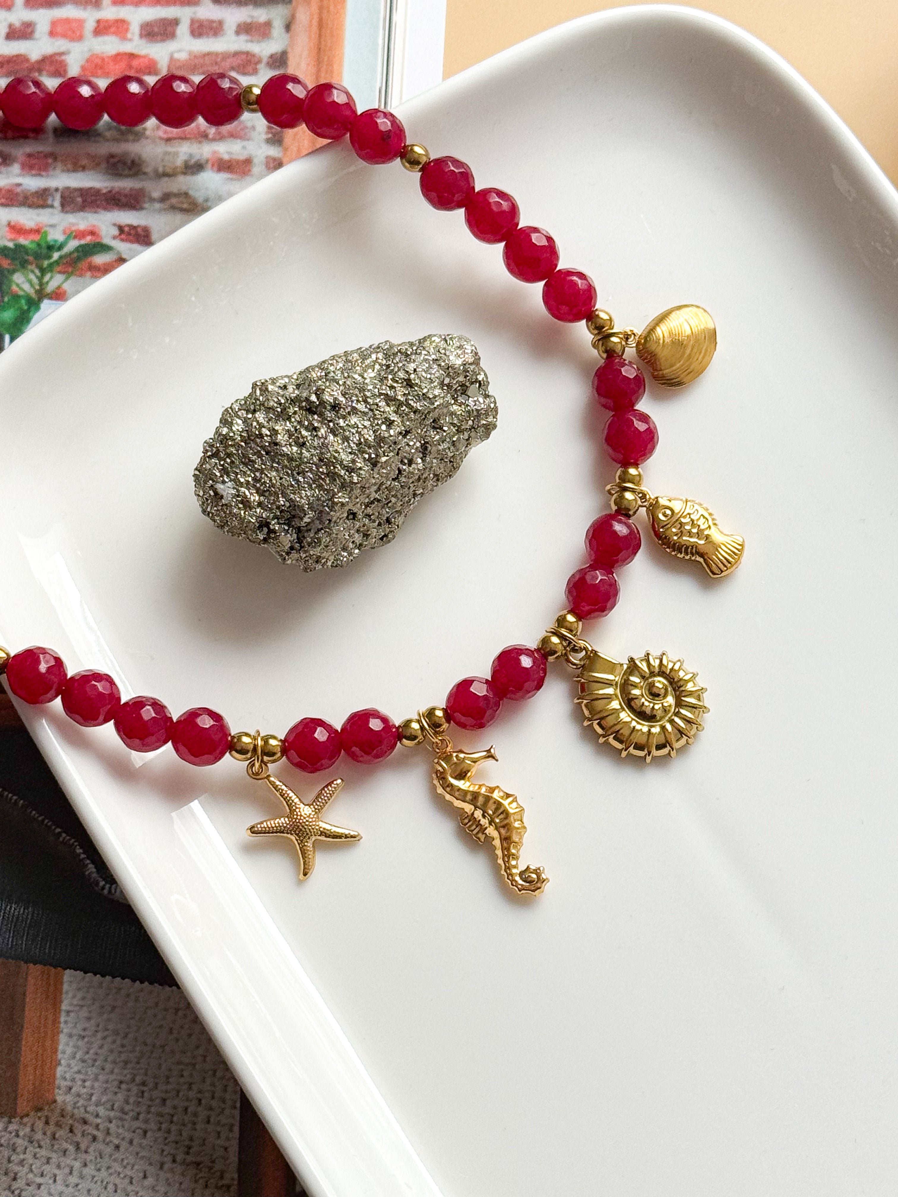 Collier ILENIA - Jade bordeaux