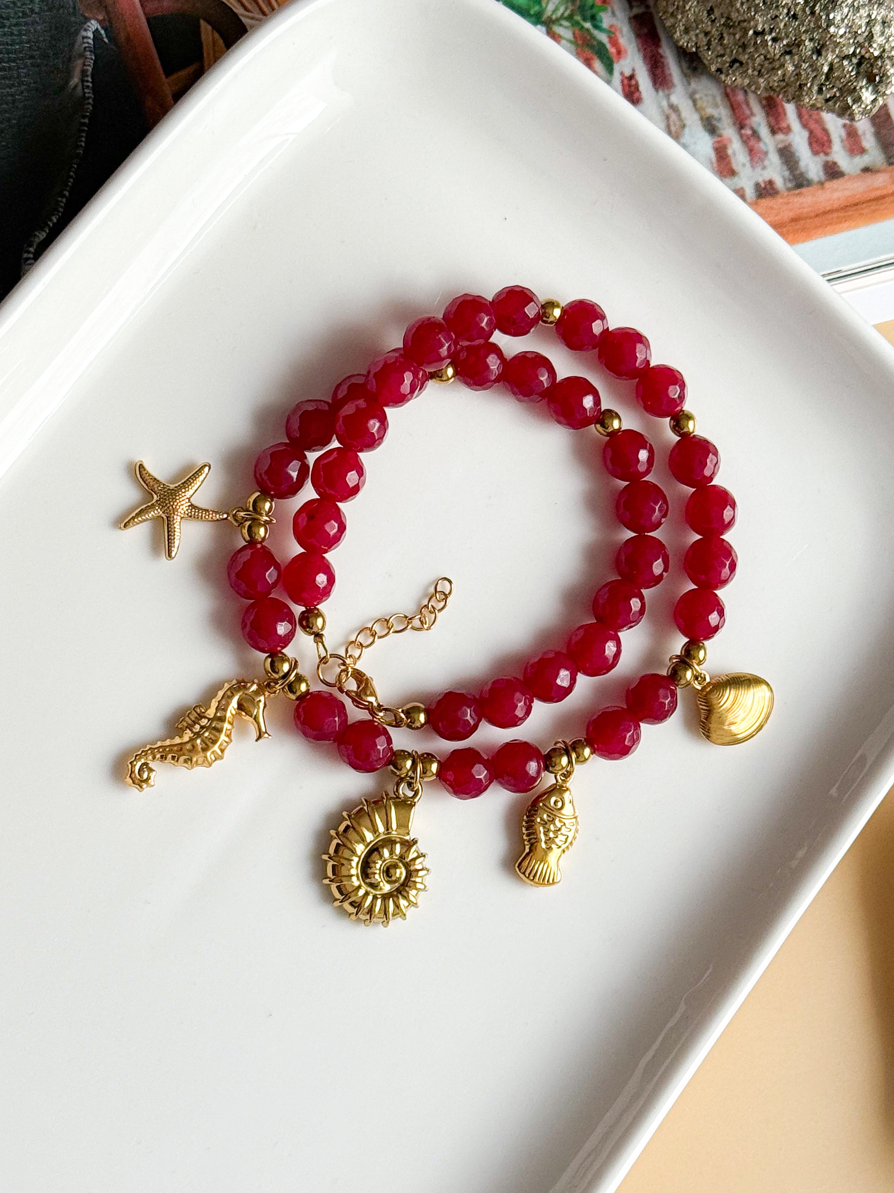 Collier ILENIA - Jade bordeaux