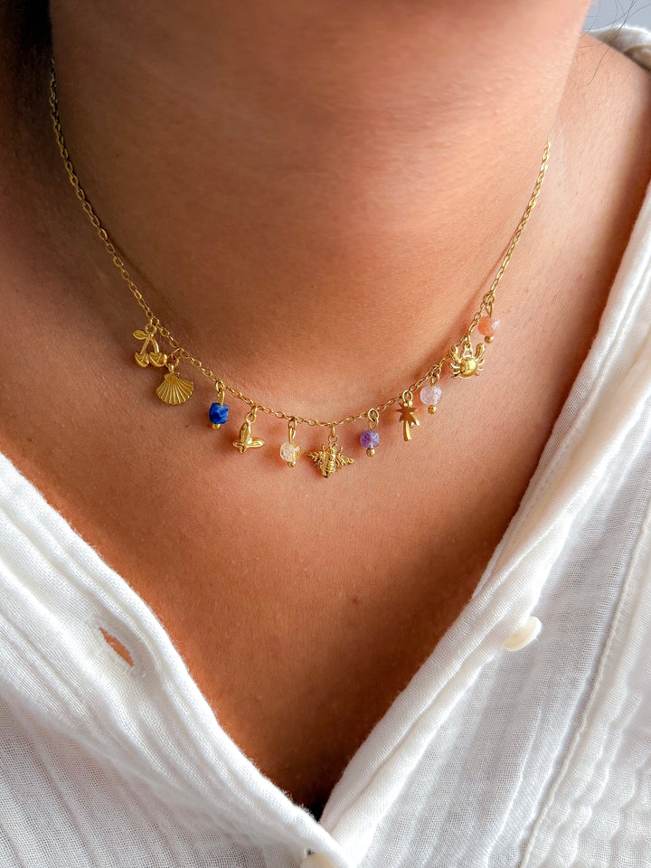 Collier VICTORIA - Améthyste, Pierre de Soleil, Quartz fraise, Lapis Lazuli, Citrine