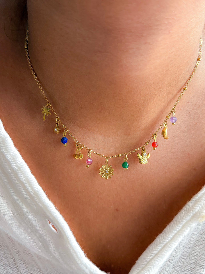 Collier MELYNE - Améthyste, Lapis lazuli, Quartz fraise, Aventurine, Agate,