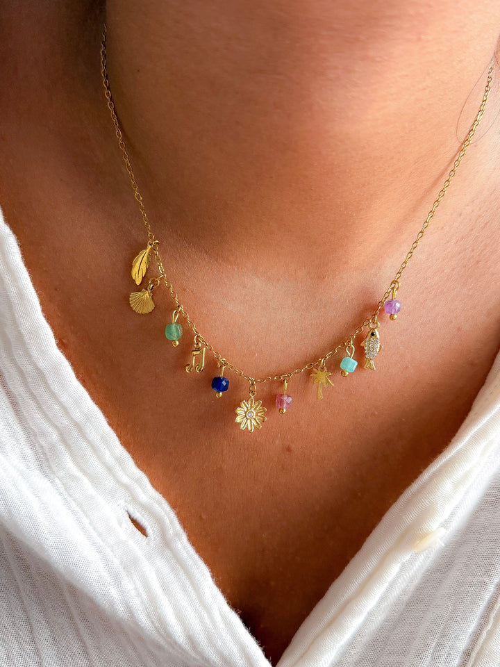 Collier NAOUEL - Améthyste, Lapis lazuli, Amazonite, Aventurine, Quartz fraise