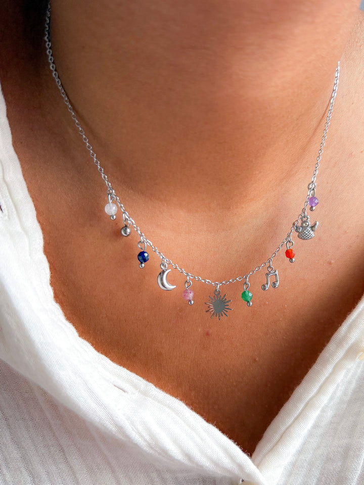Collier LISA - Améthyste, Agate, Quartz fraise, Lapis Lazuli, Aventurine et Pierre de Lune