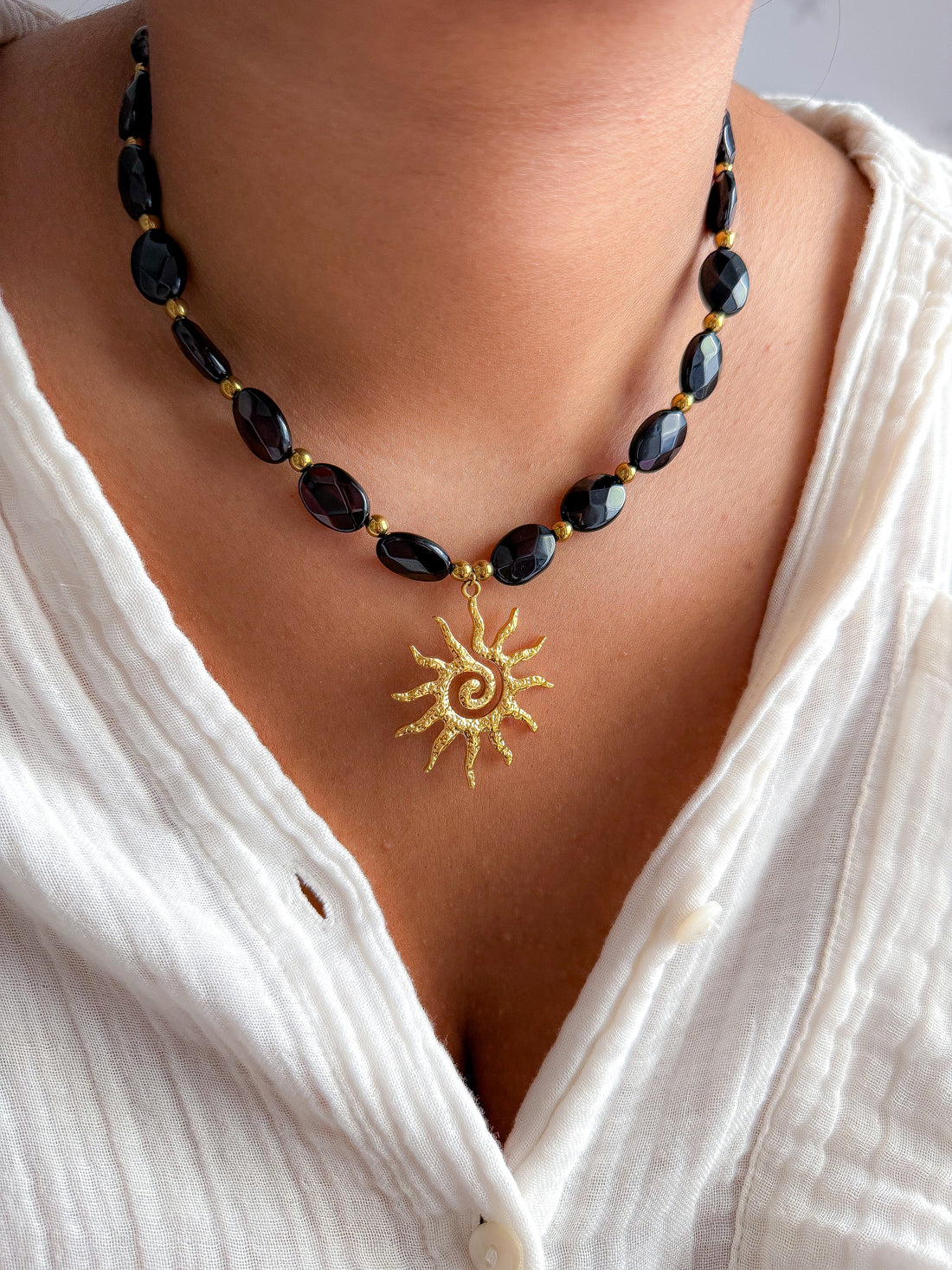 Collier JUSTINE - Onyx noir