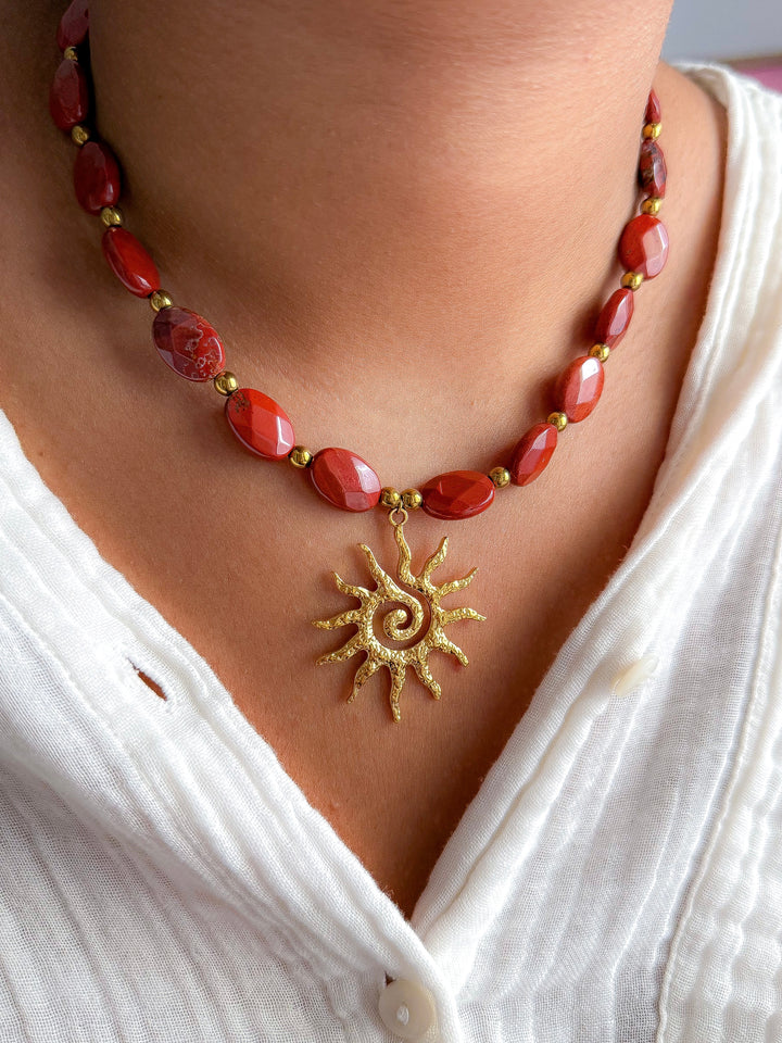Collier CRHYSTELLE - Jaspe rouge