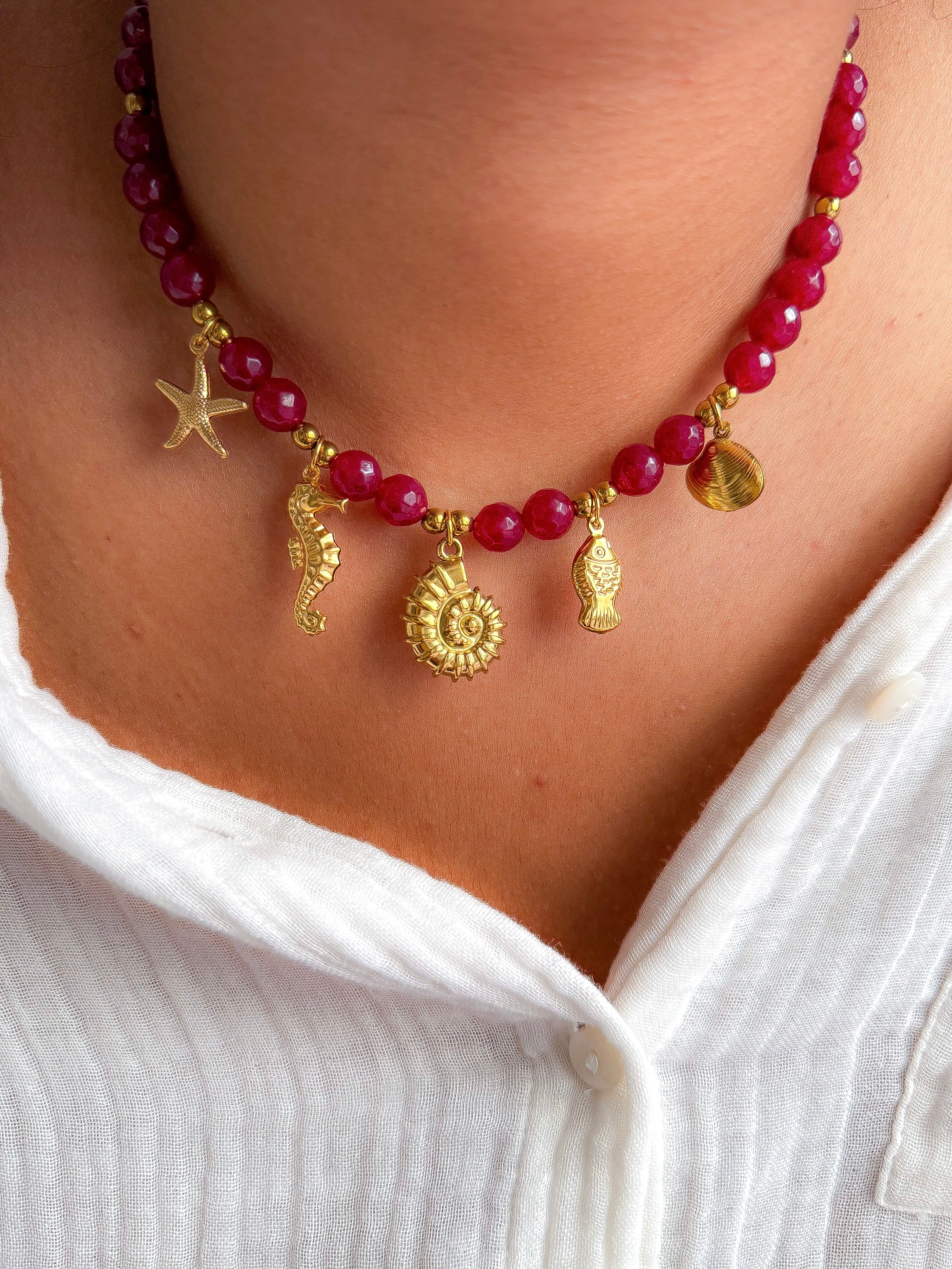Collier ILENIA - Jade bordeaux