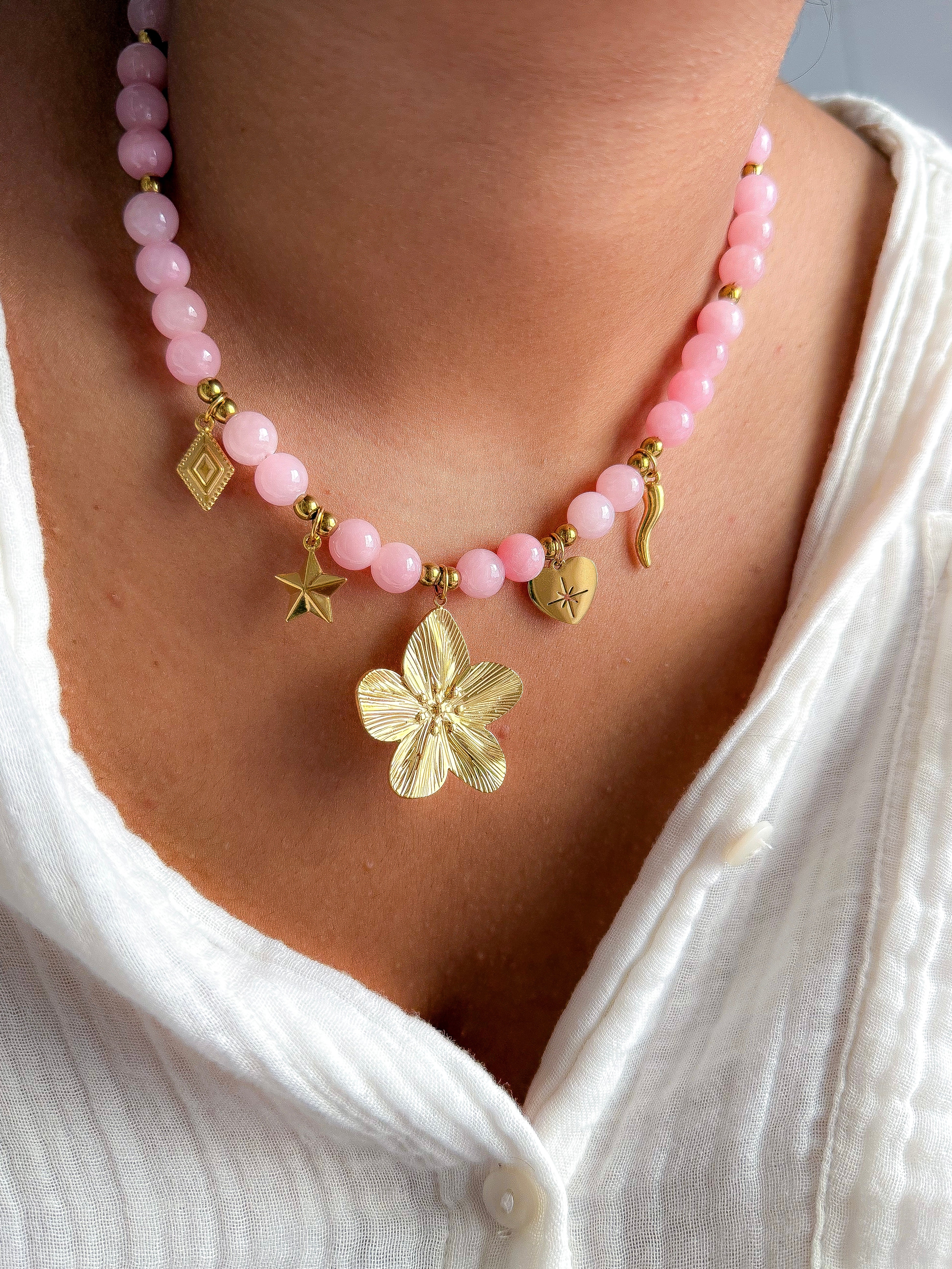 Collier AURÉLIE - Calcite rose