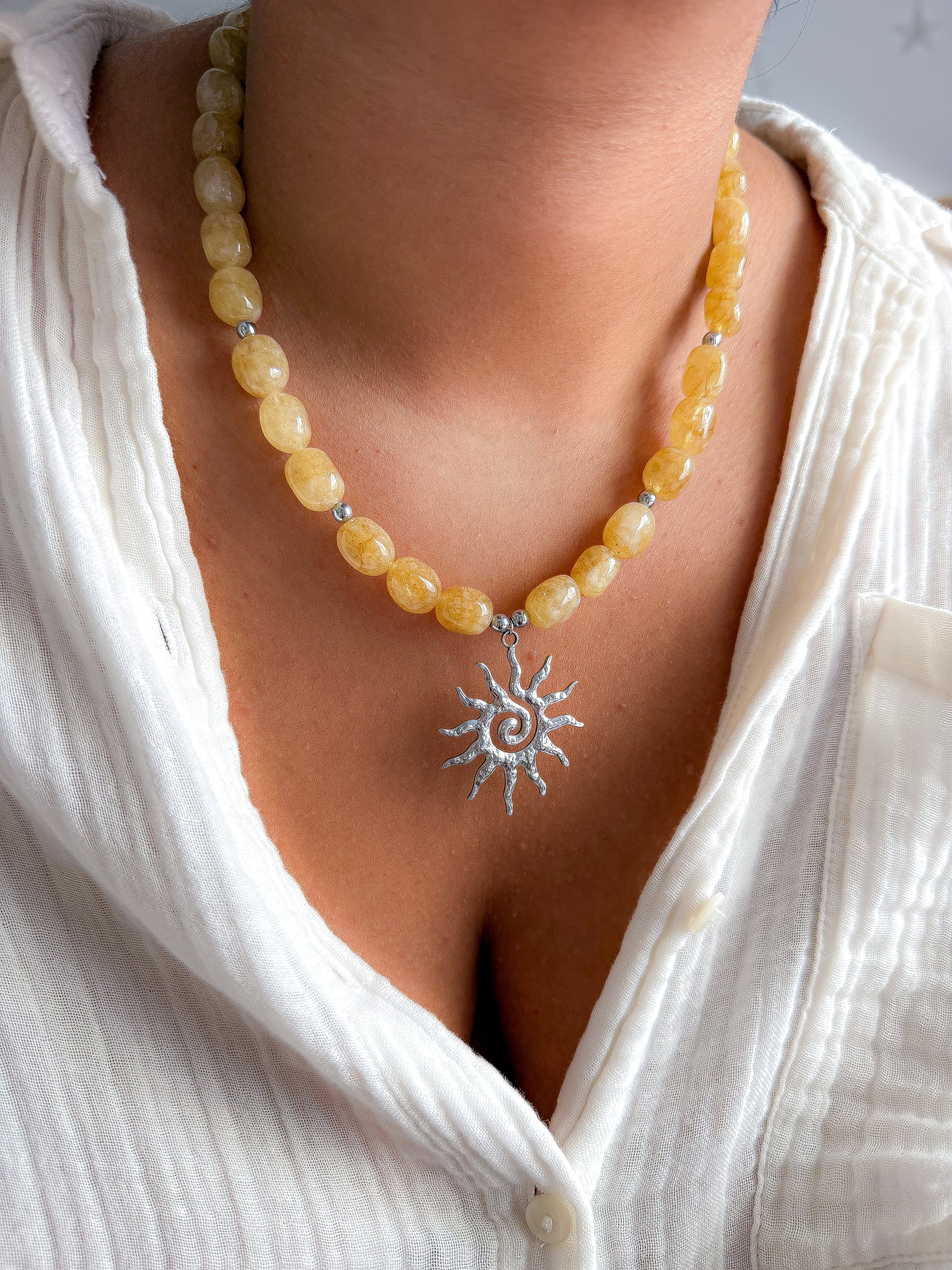 Collier CLARISSE argenté - Citrine