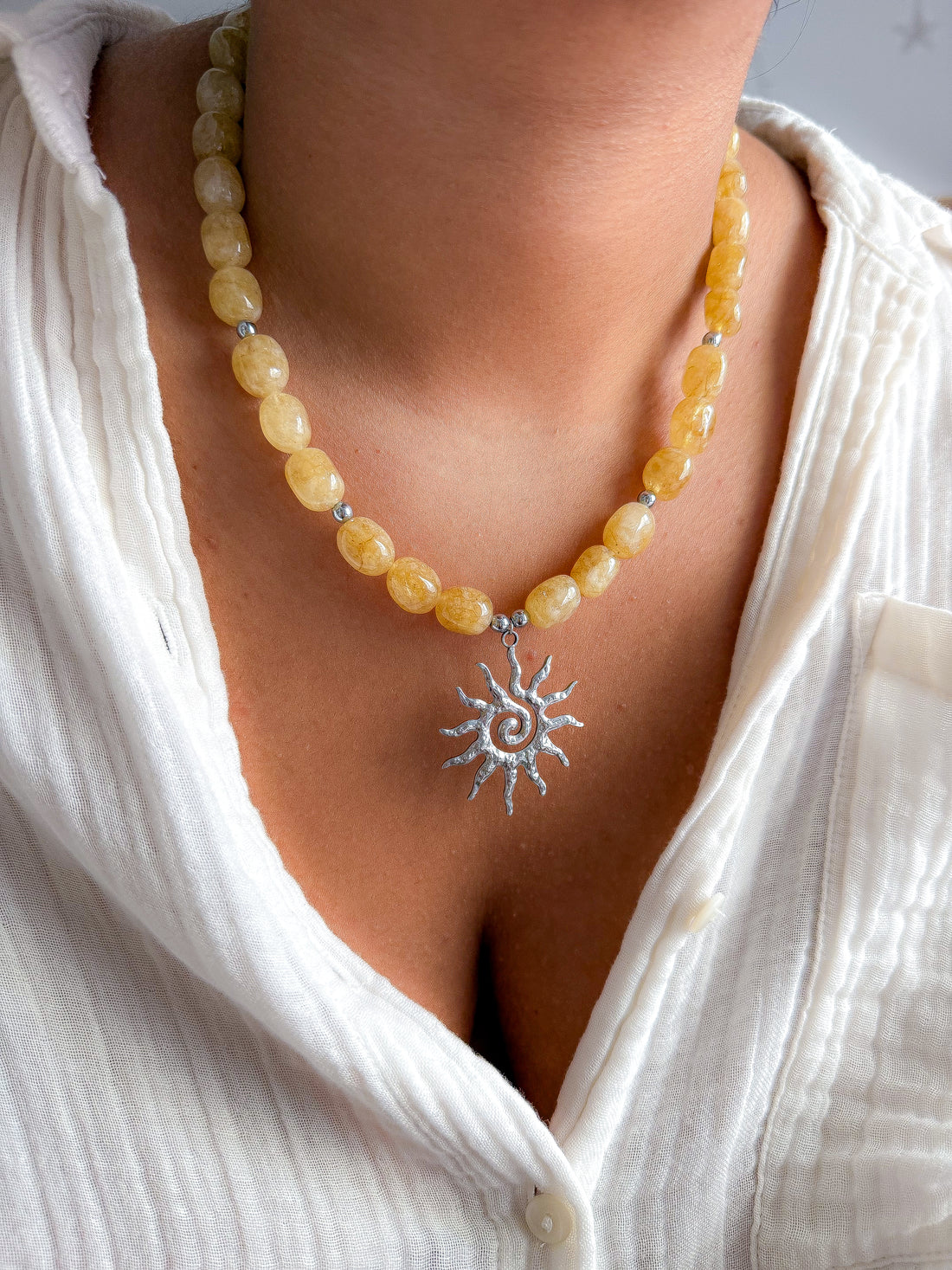Collier CLARISSE argenté - Citrine