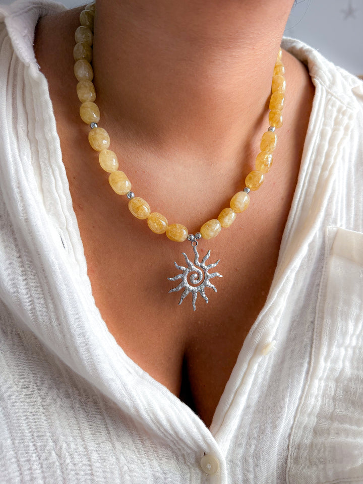 Collier CLARISSE argenté - Citrine