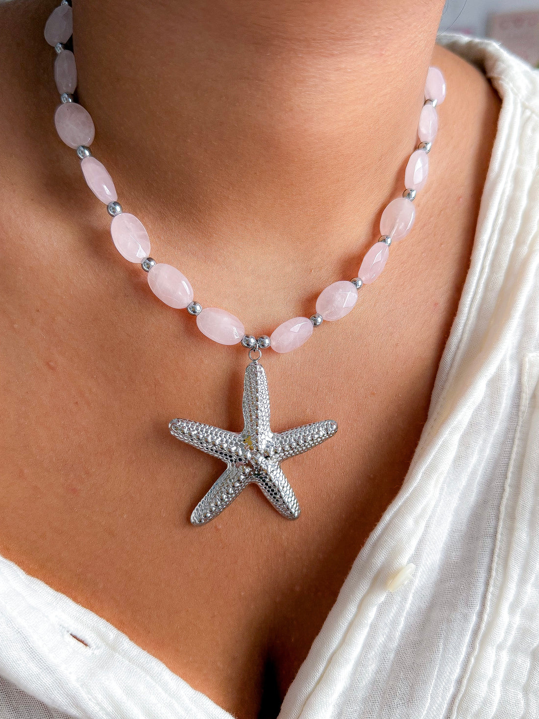Collier JEANINE - Quartz rose