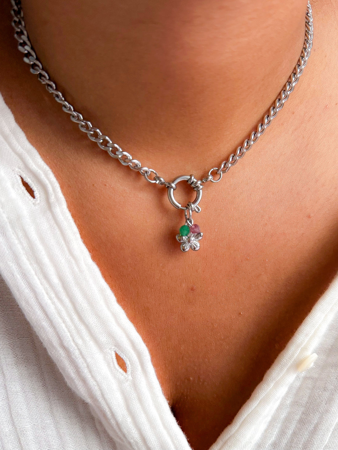 Collier CHANTAL - Aventurine et Quartz fraise