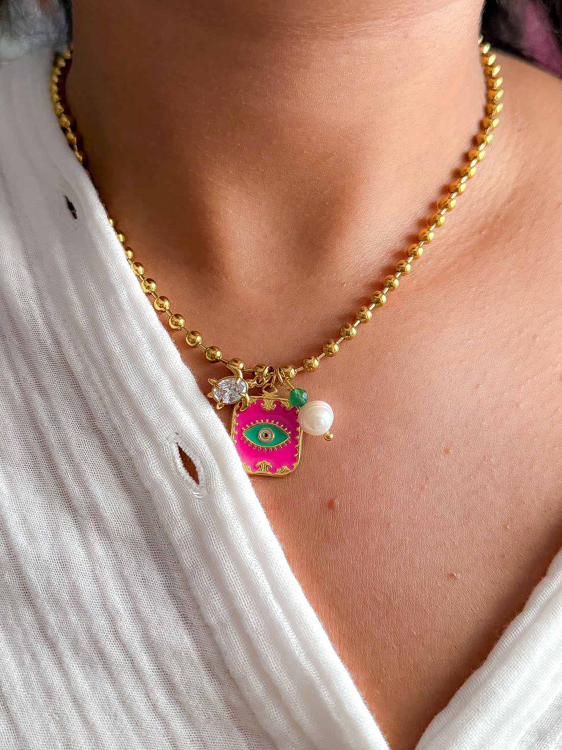Collier MAELYS - Aventurine et Perle d'eau douce