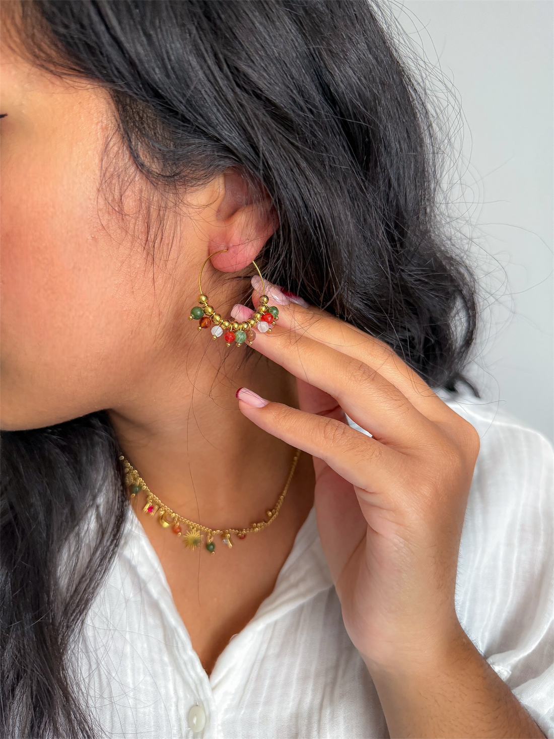 Créoles SOPHIE Agate & Serpentine - Ancrage, libération des blocages, équilibre émotionnel