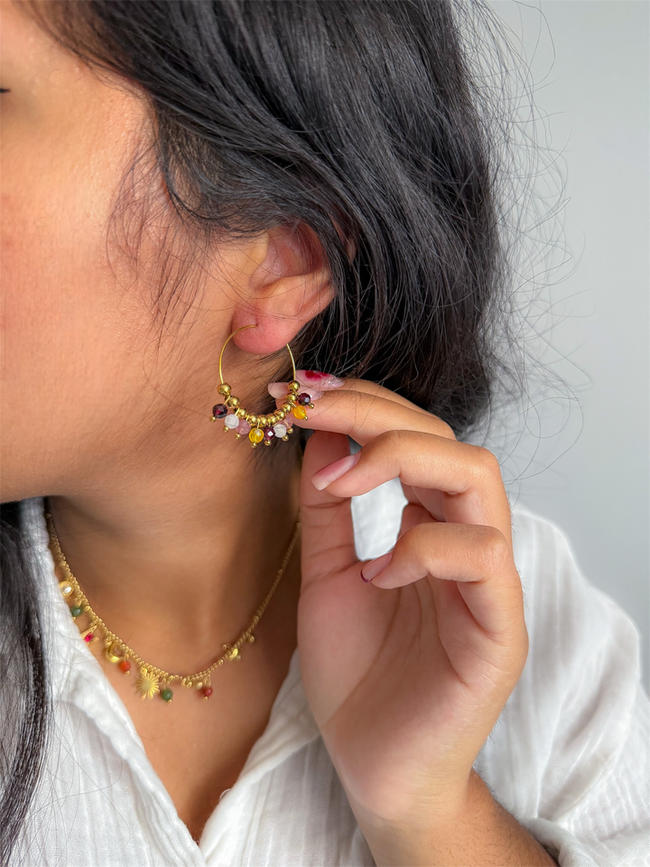 Créoles SOPHIE Agate & Grenat - Apaisement émotionnel, confiance en soi, optimisme