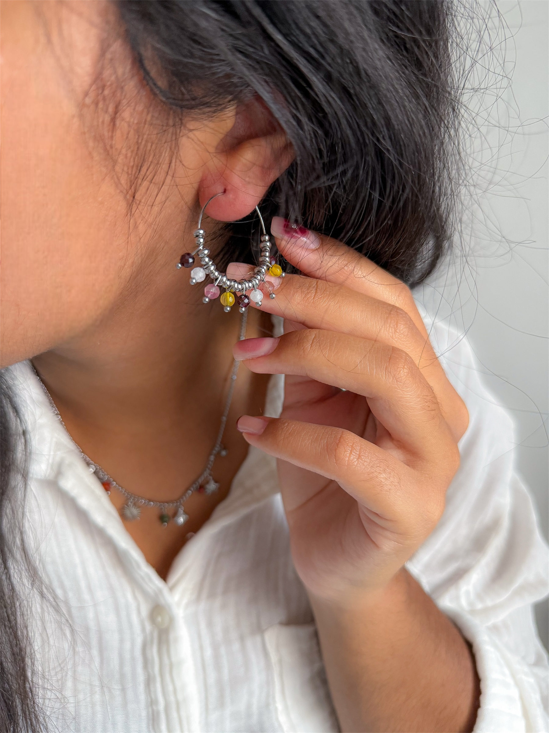 Créoles SOPHIE Agate & Grenat - Apaisement émotionnel, confiance en soi, optimisme